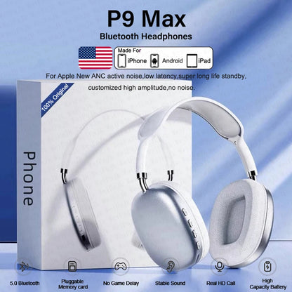 Multi-color waterproof noise cancelling LED display wireless P9 sport headphones